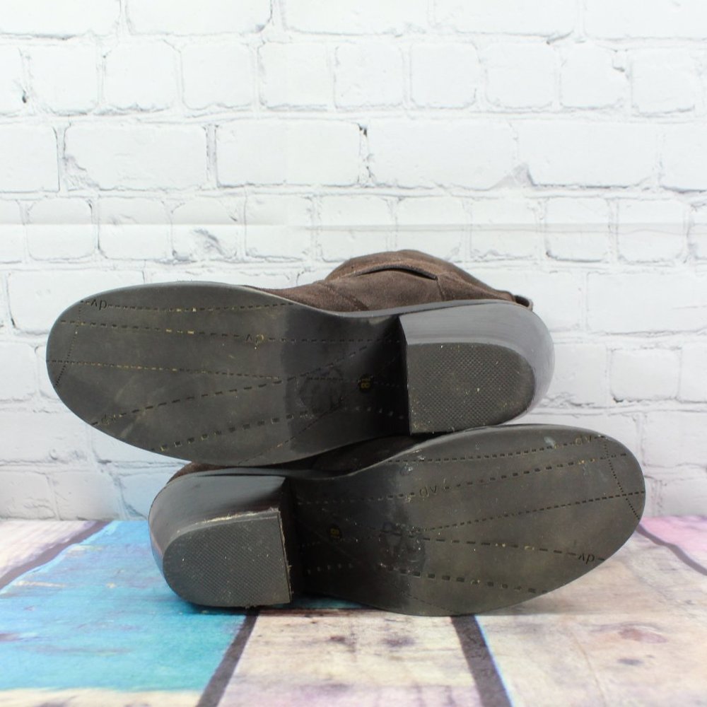 Dolce Vita Brown Suede Buckles Mid Calf Cuban Heel Boots Size 8.5 - Picture 9 of 9